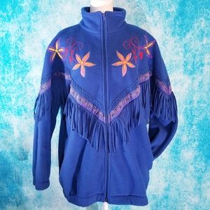VTG 80s Rafael Southwestern Fringe Fleece Jacket